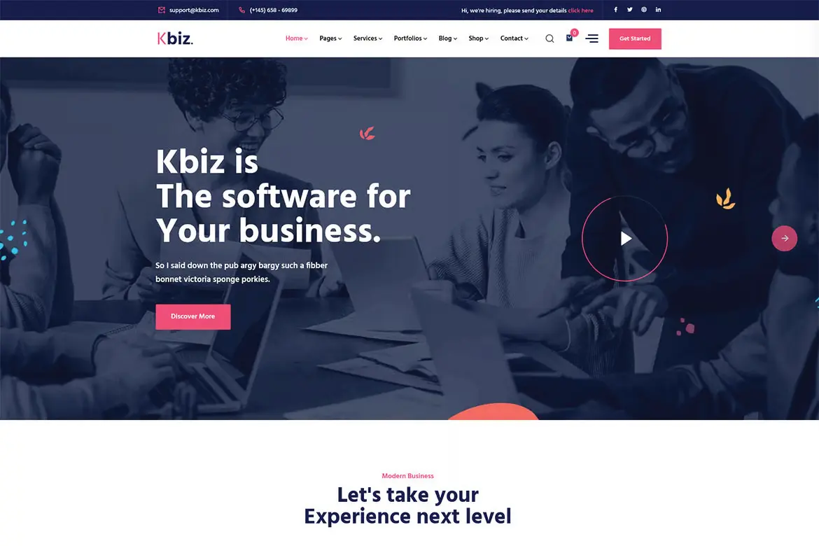 Giao diện Kbiz Modern Business And Corporate Html Templat