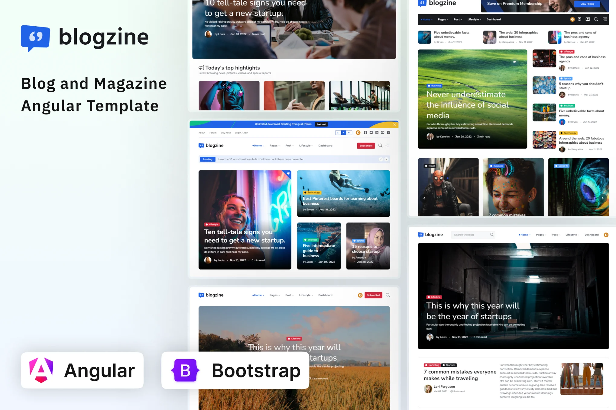Giao diện Blogzine Angular 21 Blog And Magazine Template