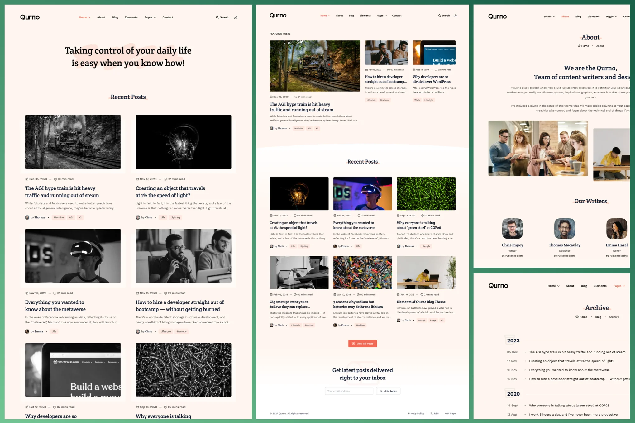 Giao diện Qurno AstroJS Blog Theme