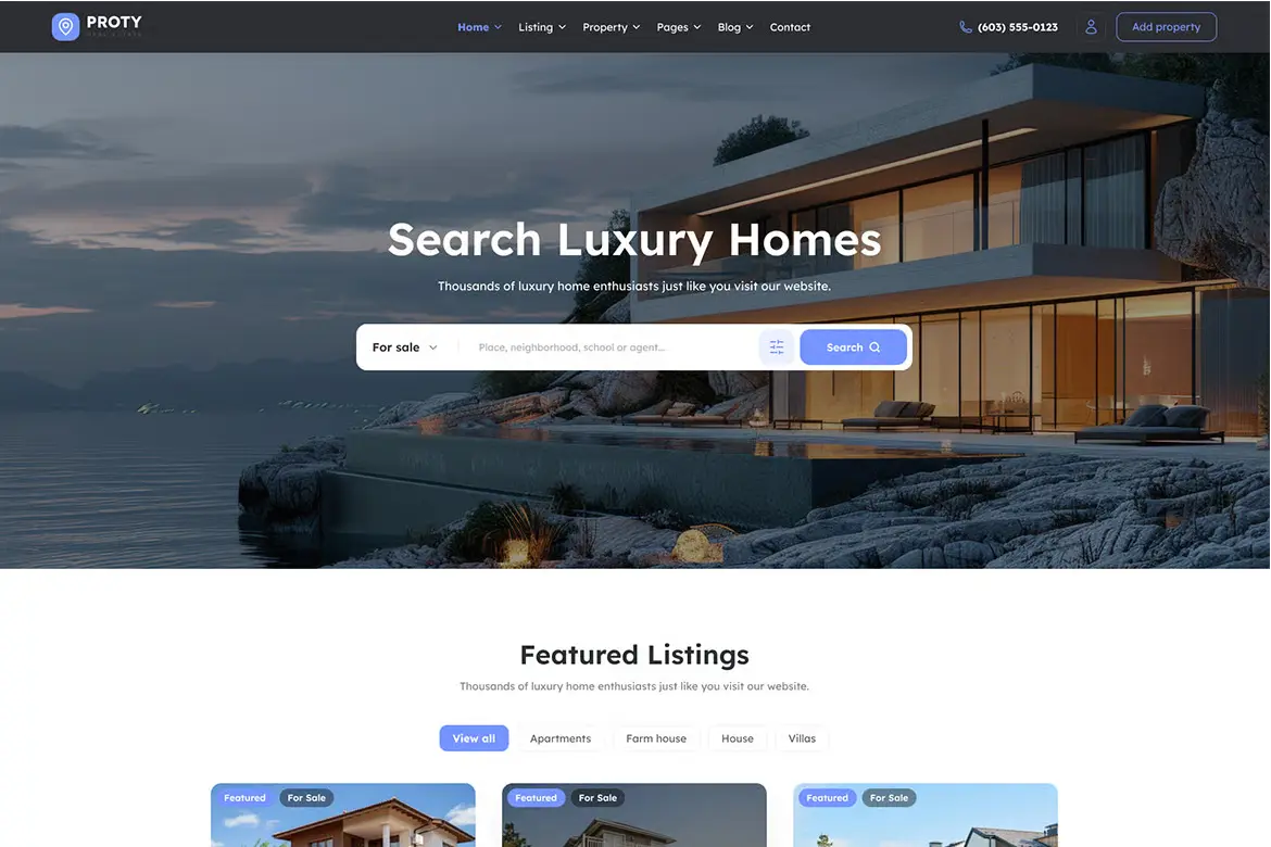 Giao diện Proty Real Estate Html Template