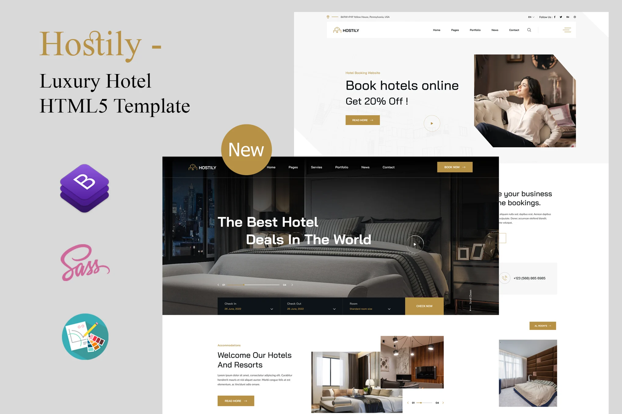 Giao diện Luxury Hotel Booking Bootstrap Template
